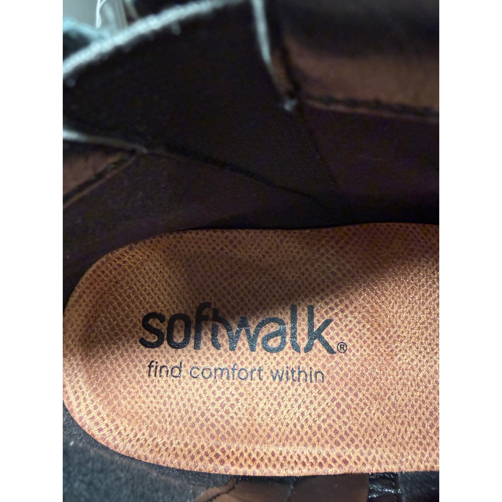 SOFTWALK Wesley Women 7.5M Black Leather Suede Ankle Boots Inside Asymmetric Zip - Picture 11 of 13
